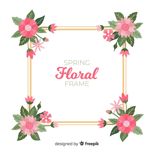 Free vector hand drawn spring floral frame