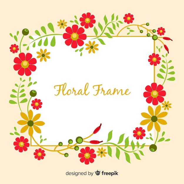 Hand drawn spring floral frame