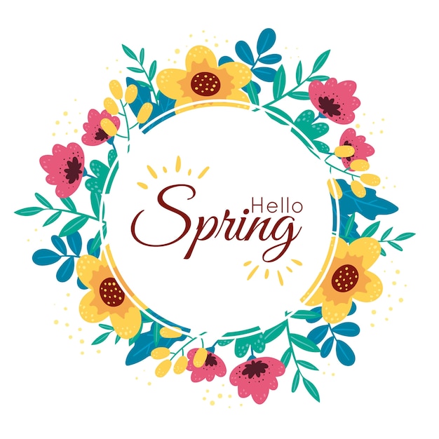 Vettore gratuito cornice floreale di primavera disegnata a mano