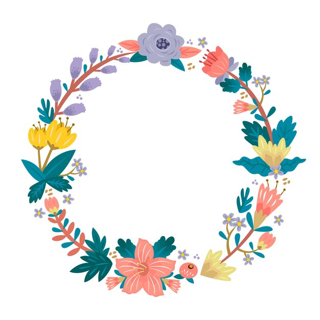 Hand-drawn spring floral frame