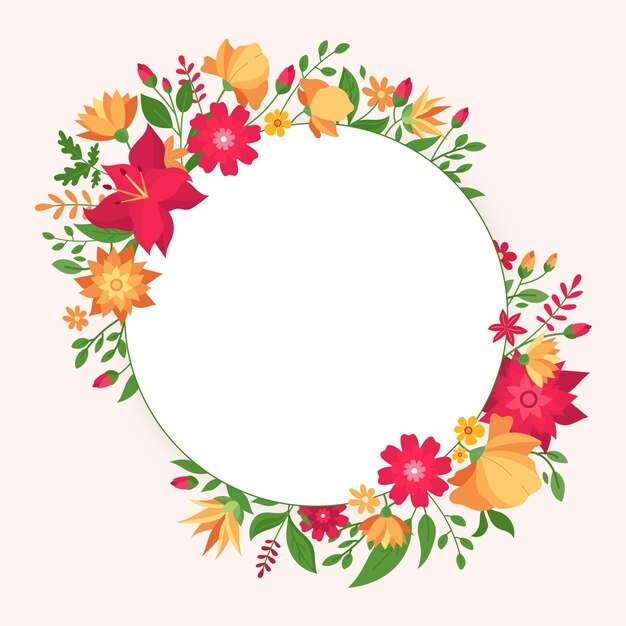 Hand-drawn spring floral frame