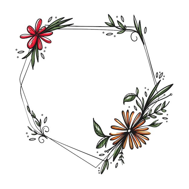 Hand drawn spring floral frame