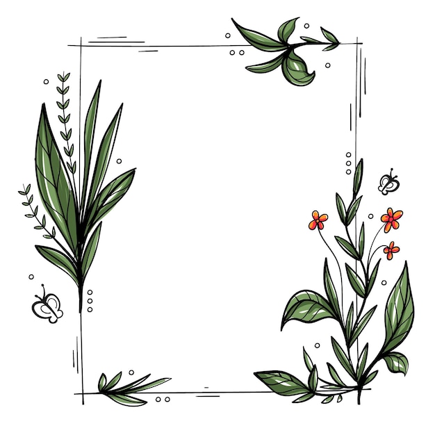 Hand drawn spring floral frame