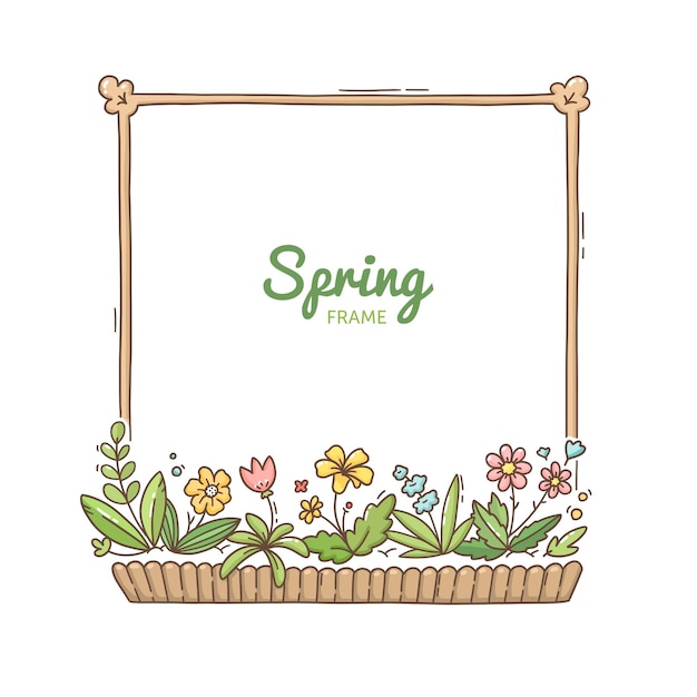 Hand drawn spring floral frame