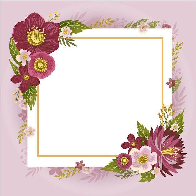 Hand drawn spring floral frame