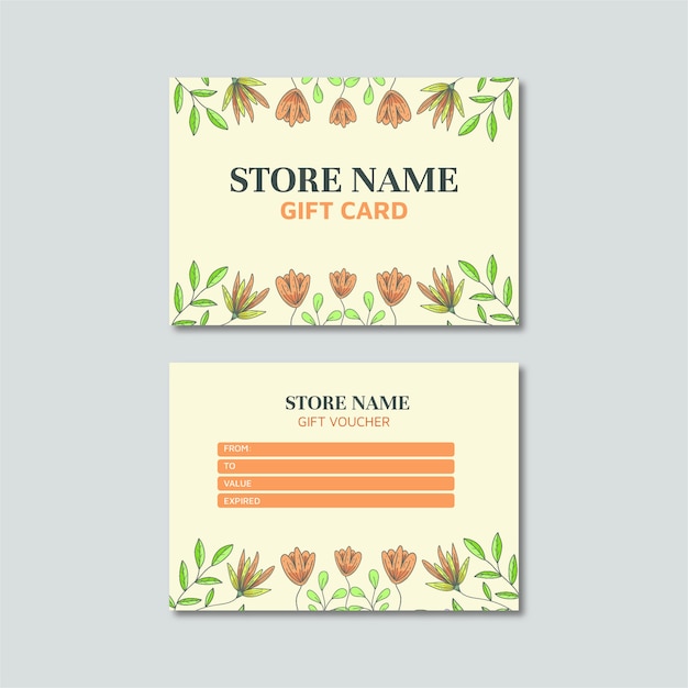 Free vector hand drawn spring floral gift card template