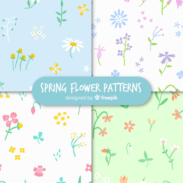 Free vector hand drawn spring floral pattern collection