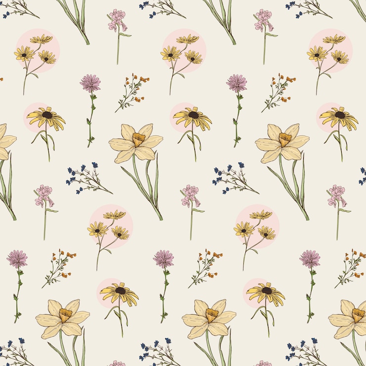 Free Vector hand drawn spring floral pattern design