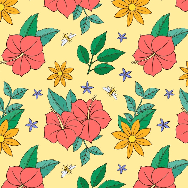 Free vector hand drawn spring floral pattern design