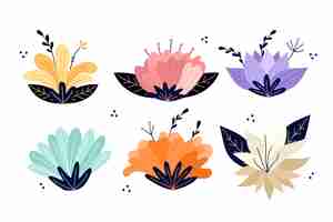 Free vector hand drawn spring flower collection concept