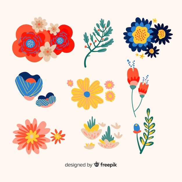 Free vector hand drawn spring flower collection