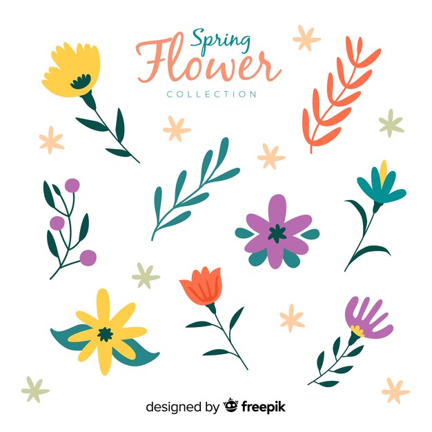 Hand drawn spring flower collection