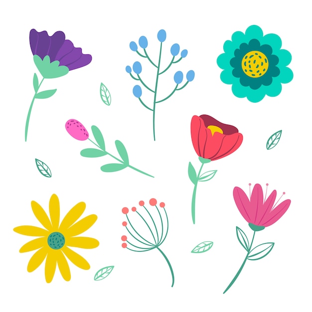 手描きの春の花のコレクション