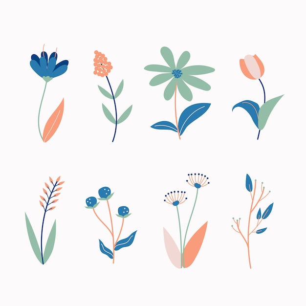 Free vector hand drawn spring flower collection