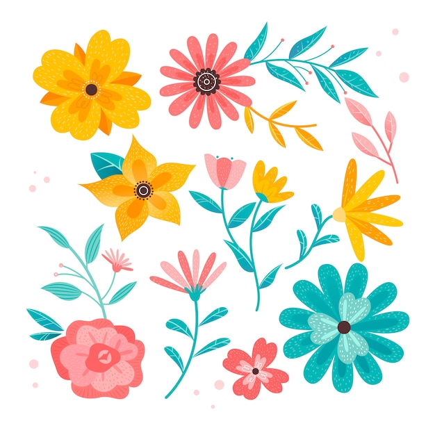 Hand drawn spring flower collection