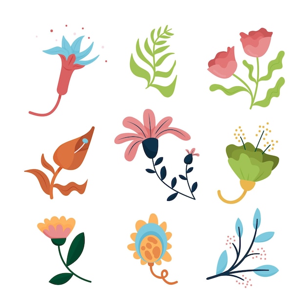 Free vector hand drawn spring flower collection