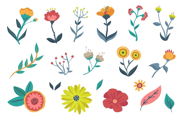 Коллекция рисованной весенних цветов