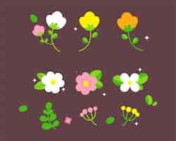 Free vector hand drawn spring flower,floral cartoon art illustration