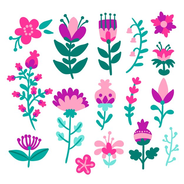 Hand drawn spring flower pack