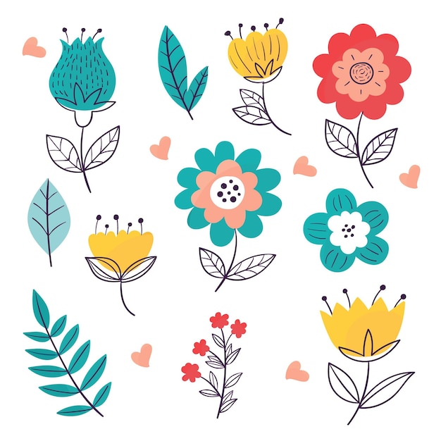 Hand drawn spring flower pack