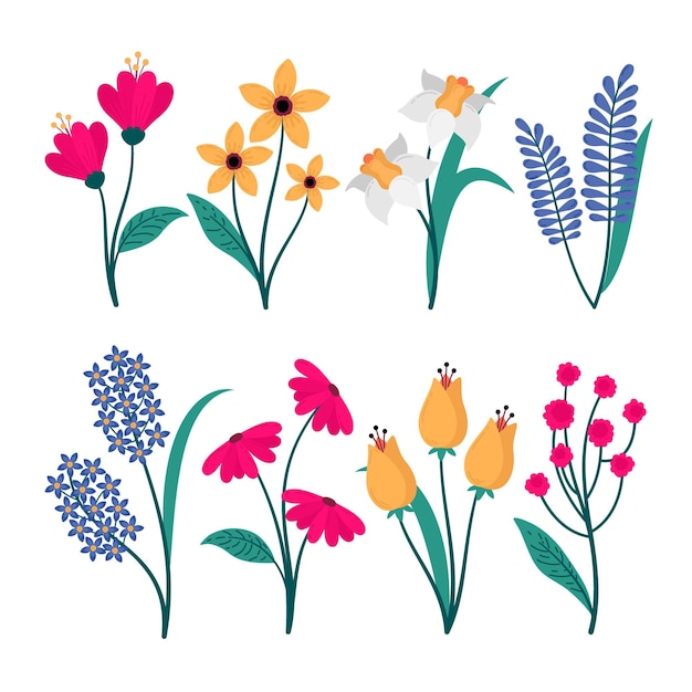 手描きの春の花セット