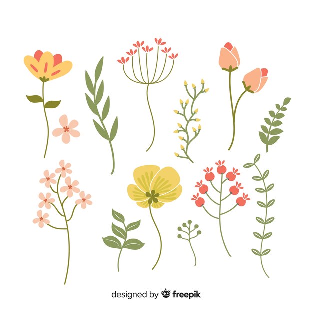 Hand drawn spring flowers collecion