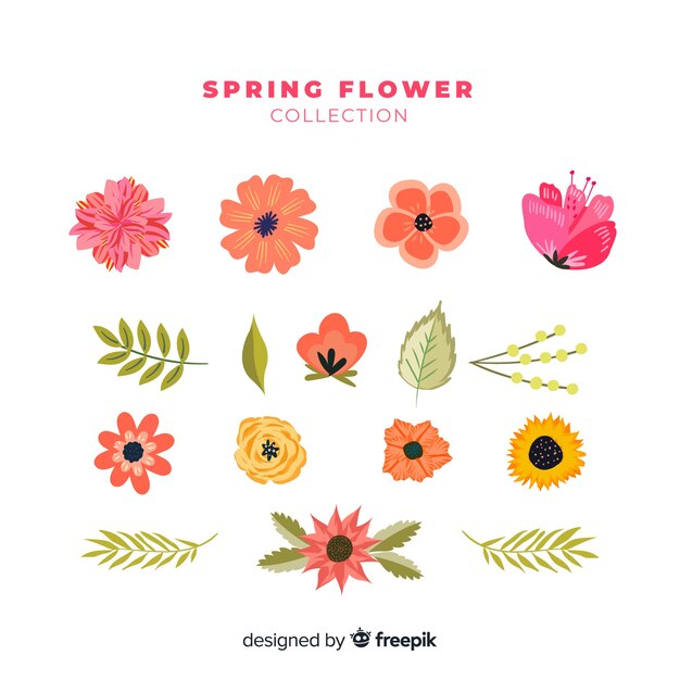 Hand drawn spring flowers collecion