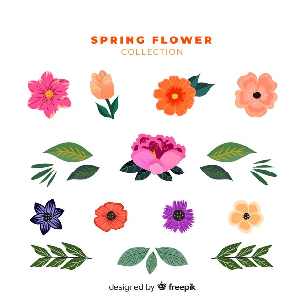 Hand drawn spring flowers collecion