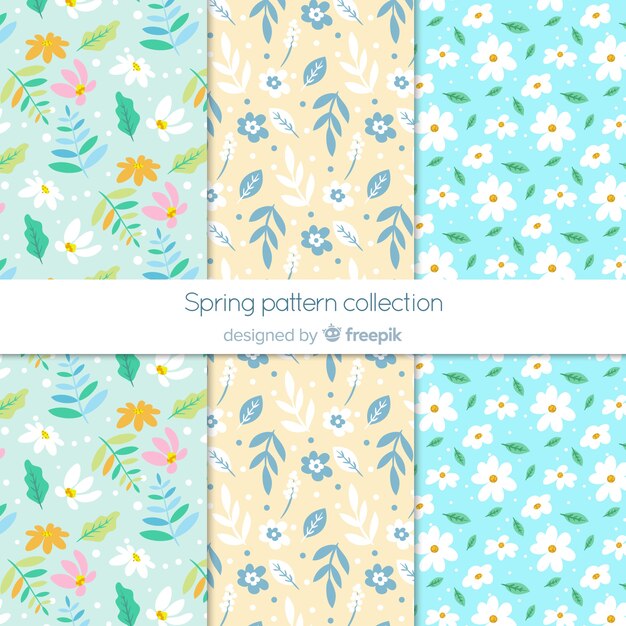 Hand drawn spring flowers patterns