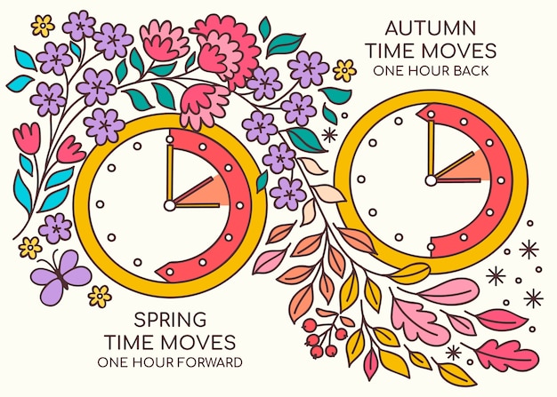 Free vector hand drawn spring forward / fall back illustration