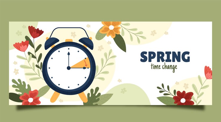 Free Vector hand drawn spring forward horizontal banner