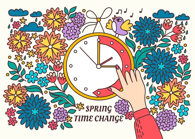 Free vector hand drawn spring forward illustration