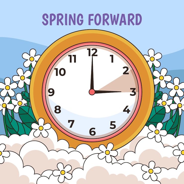 Free Vector hand drawn spring forward illustration