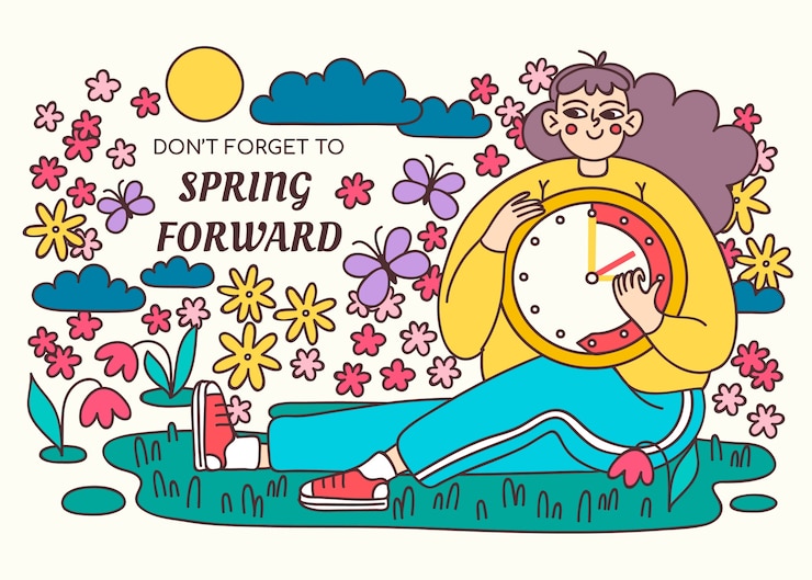 Free Vector hand drawn spring forward illustration