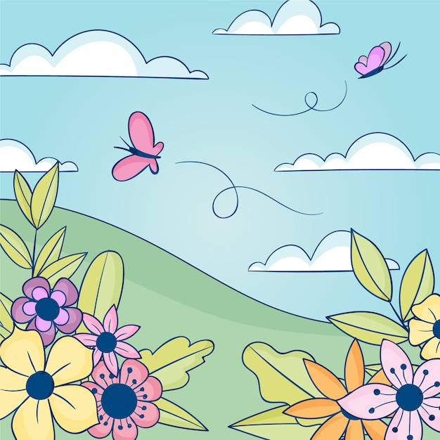 Free vector hand drawn spring illustration