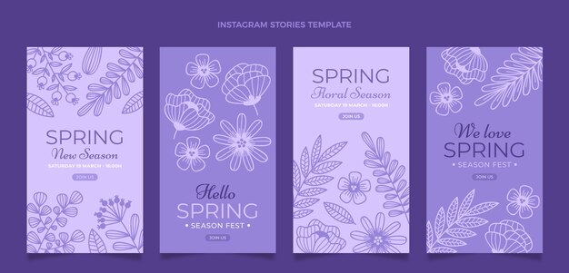 Hand drawn spring instagram stories collection