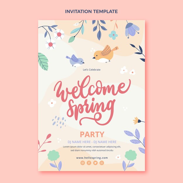 Hand drawn spring invitation template