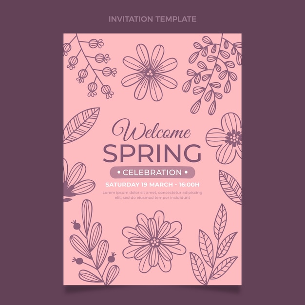 Hand drawn spring invitation template