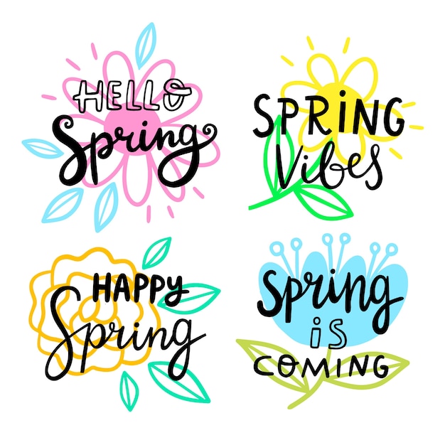 Free vector hand-drawn spring label collection concept