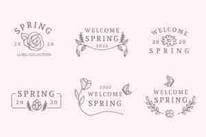 Free vector hand-drawn spring label collection design