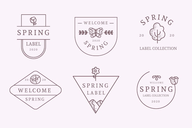 Free vector hand-drawn spring label collection style