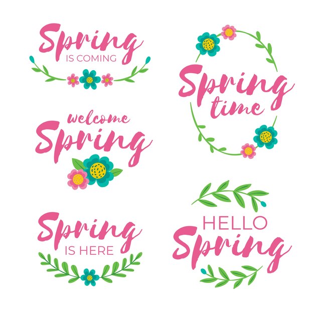 hand drawn spring label collection