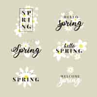 Free vector hand drawn spring label collection
