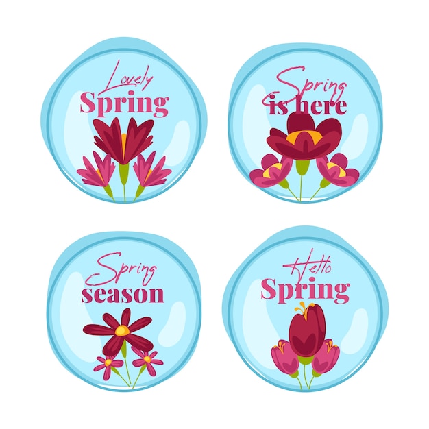 Free vector hand drawn spring label collection