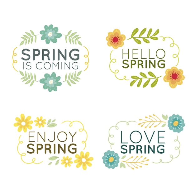 Free vector hand drawn spring label collection