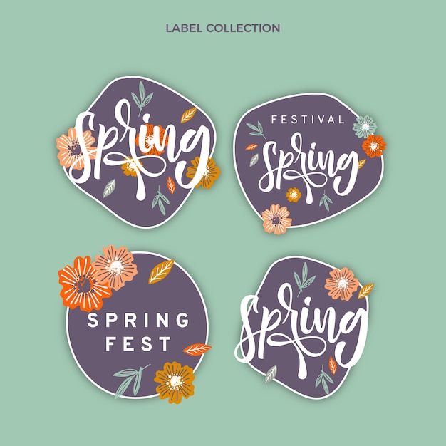 Hand drawn spring labels collection