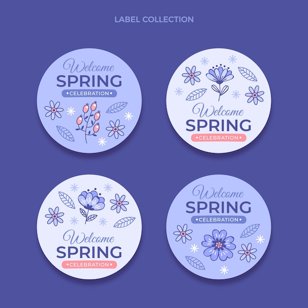 Hand drawn spring labels collection