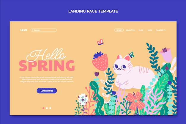 Hand drawn spring landing page template