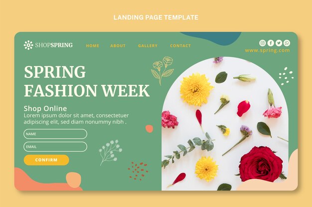 Free vector hand drawn spring landing page template