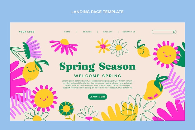 Hand drawn spring landing page template